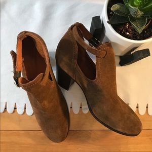 Frye brown suede cutout heeled booties